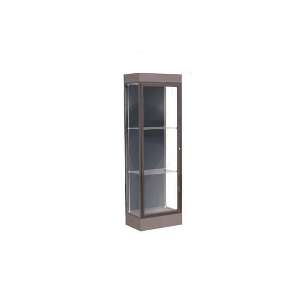 Waddell Display Case Of Ghent Edge Lighted Floor Case, Slate Back, Dark Bronze Frame, 6" Morro Zephyr Base, 24"W x 76"H x 20"D 91LFSL-BZ-MZ - main